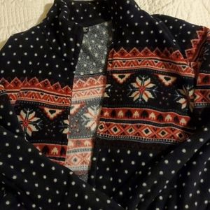 Uniqlo navy snowflake pattern fleece zip up